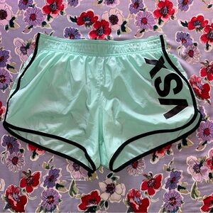 Victoria's Secret XS Mint Green Athletic Shorts Black Trim Liner Roll Top Waist